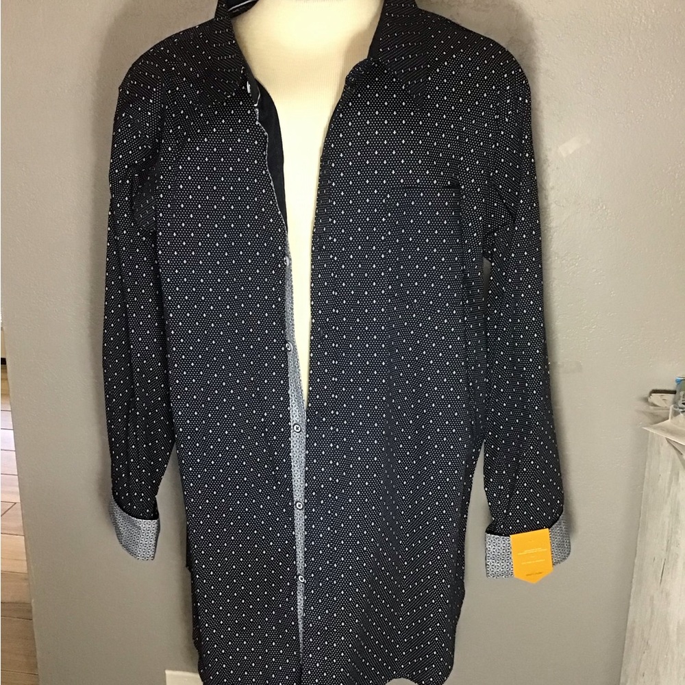 Craft & Flow 3XL  Navy Blu / With Open Front Buttons Long Sleeve Shirt Arrow